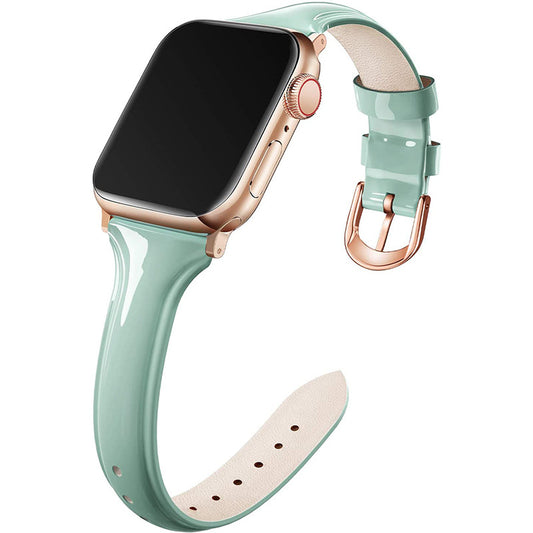 Compatible With , Suitable For  Watch 6se Strap Watch Small Waist Glossy Patent Leather Iwatch Leather Strap