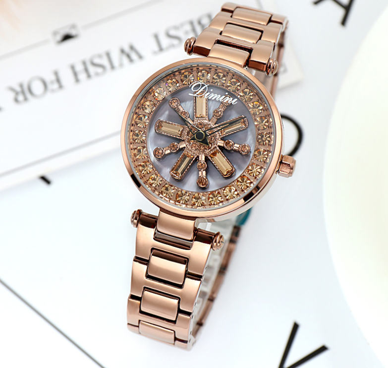 Time to run rhinestone steel belt fashion trend student fashion watch watch female