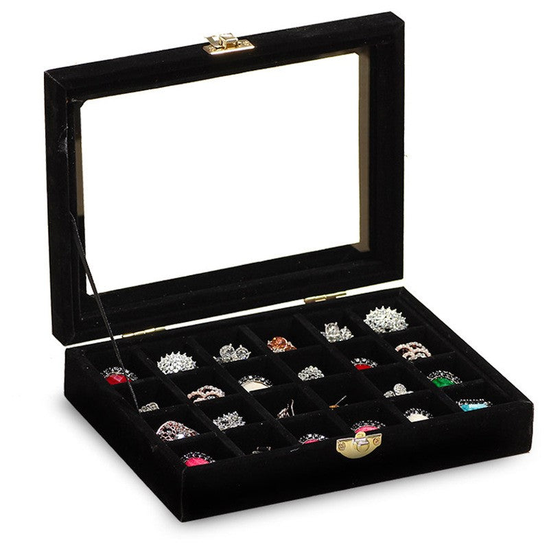 Suede 24 grid jewelry display box jewelry box