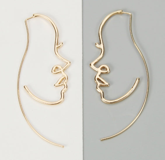 Creative Abstract Face Contour Earrings Fashion Trendy Personality Earrings