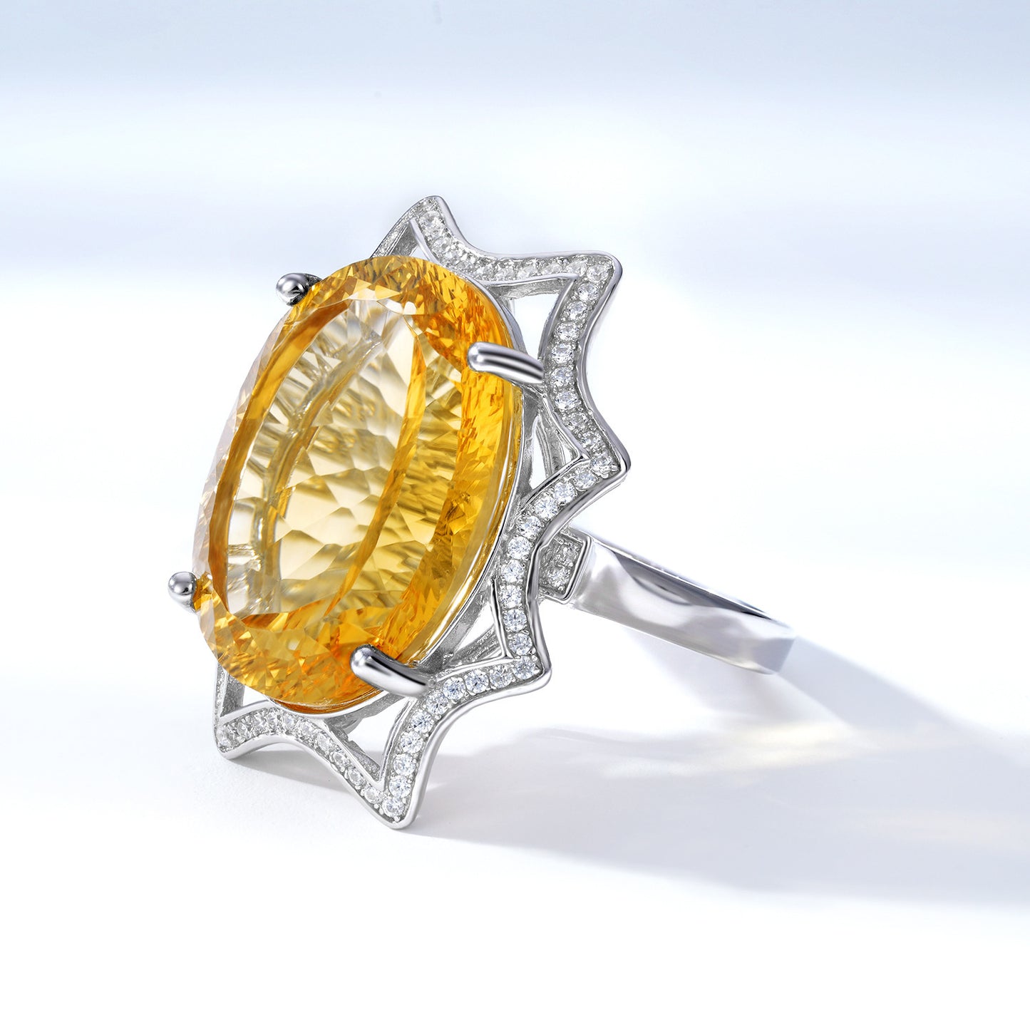 Natural Crystal Jewelry European And American Simple Light Luxury Style Large Topaz Ring