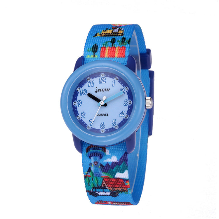 Cartoon kids quartz watch with ribbon