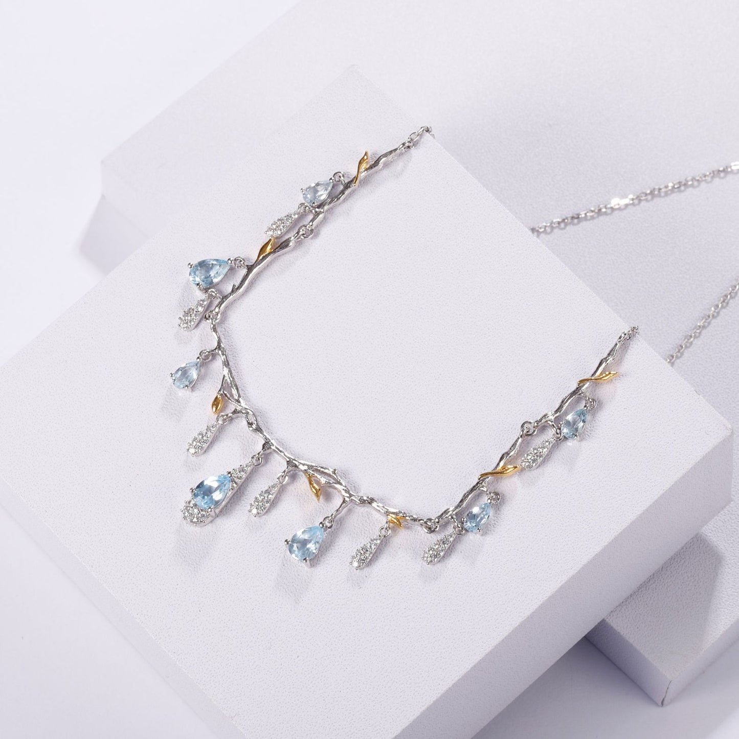 S925 Silver Natural Topaz Necklace