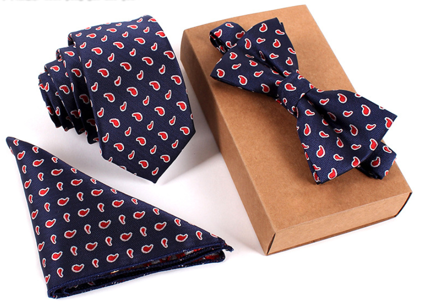 Slim Necktie Set Men Three-piece bow tie