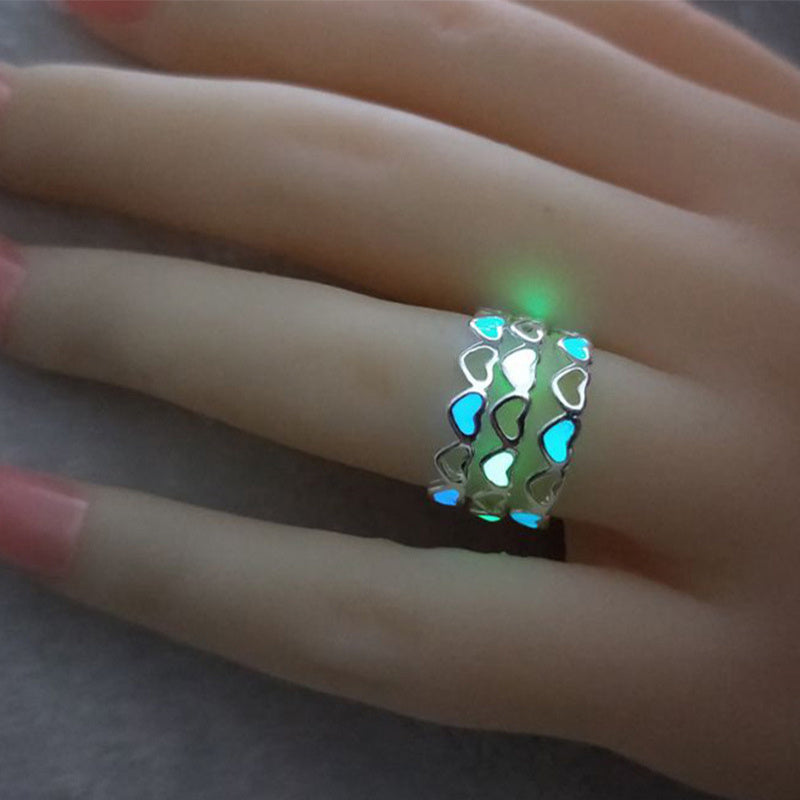 Luminous Heart Ring Glow-in-the-dark Adjustable Love Rings