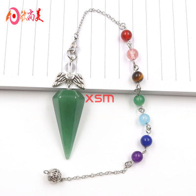 Natural Stone Crystal Faceted Wicca Pendulum Pyramid Healing Reiki Chakra Dowsing Pendant Couple Necklace