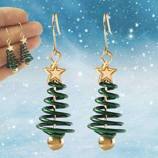 Christmas Tree and Star Dangle Earrings