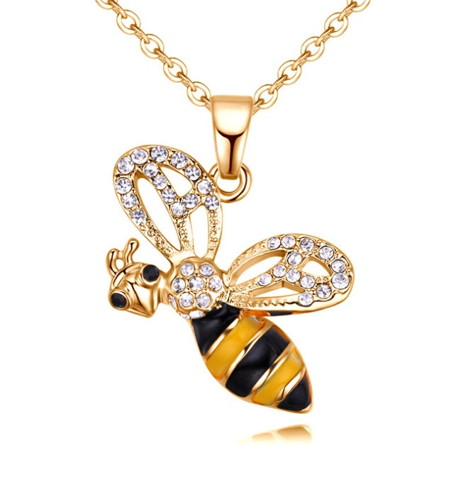 Cute Drop Oil Studded Bee Pendant
