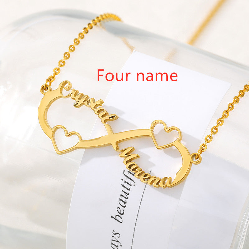 Personalized Stainless Steel Custom Name Necklace Rose Pendant