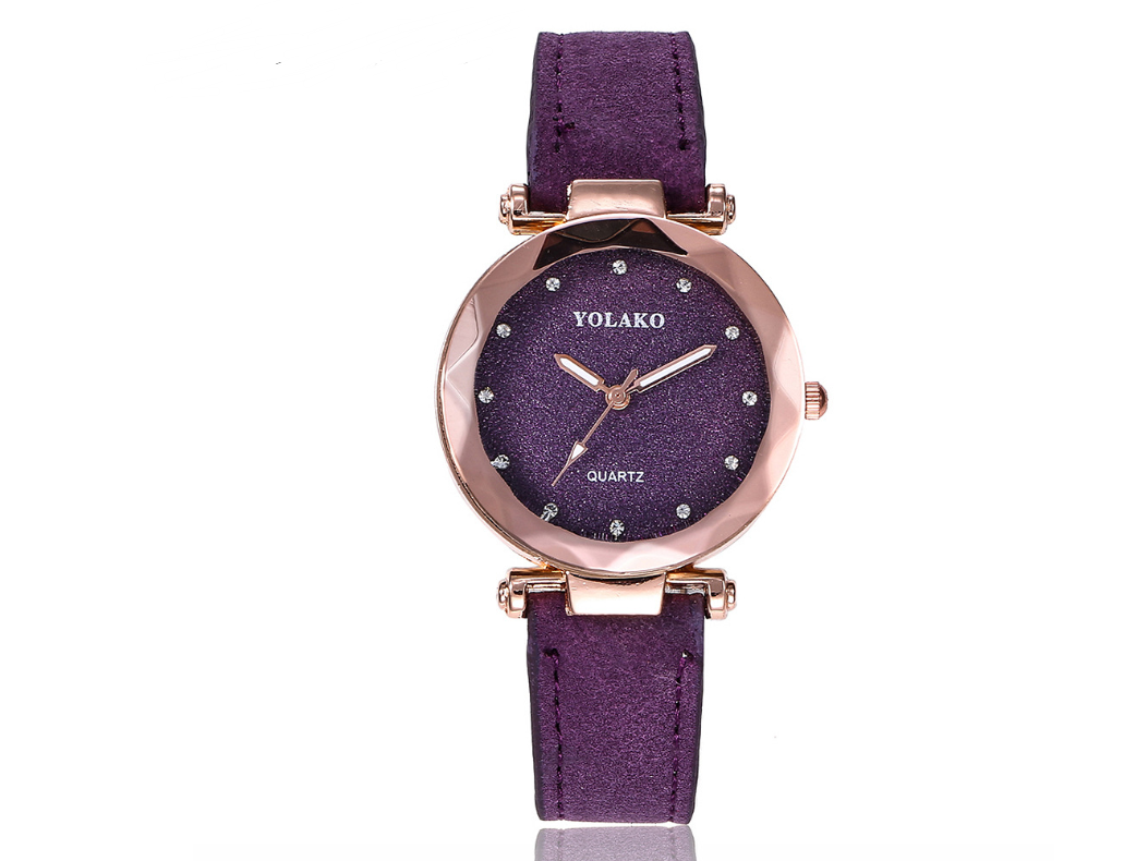 Matte belt color foundation with diamond dial quartz watch