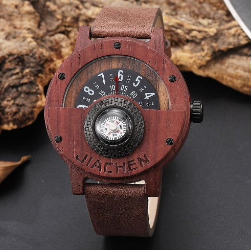 Multifunctional Compass Wood Watch Outdoor Sports Watch