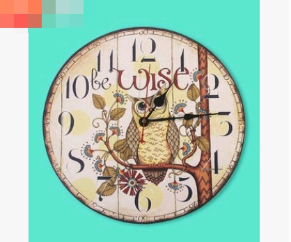 European and American style rustic wall clock owl series wall clock retro wall clock