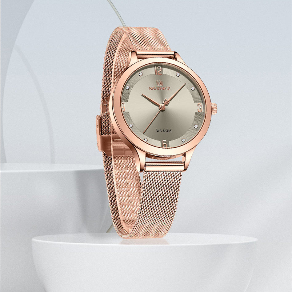 New Women's Business Fashion Mesh Waterproof Quartz Watch