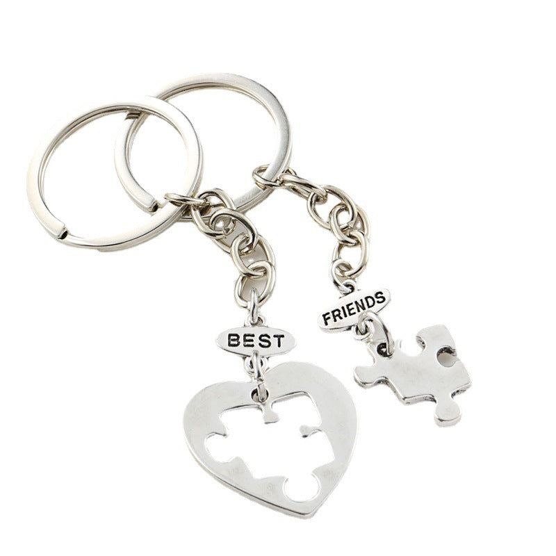 Crystal Love Puzzle Hollow Letters Accessories Geometric Simple Couple Keychain