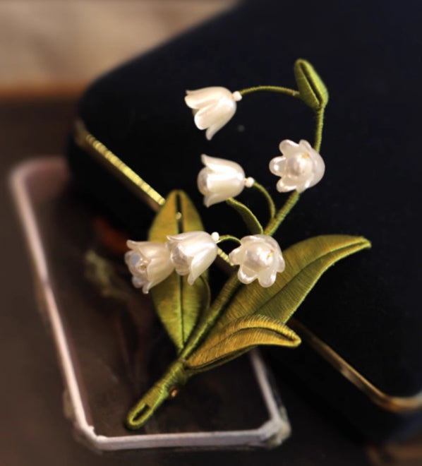 Vintage Corsage Coat Accessories with Handmade Lily of the Valley Wrapped Pins