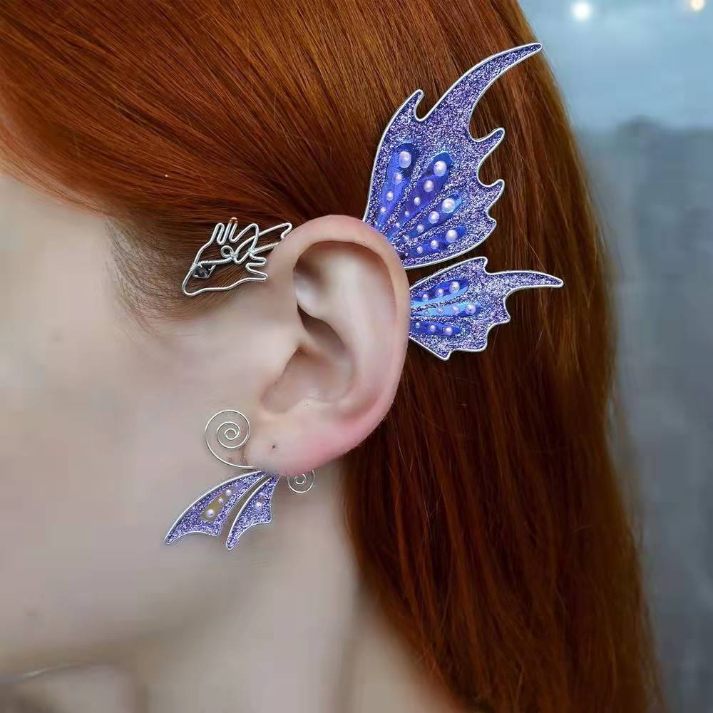 Butterfly Dragon Fish Animal Lady Ear Clip Ear Sleeve Pendant Without Perforation Fairy Cosplay Jewelry Party Gift Ear Cuffs