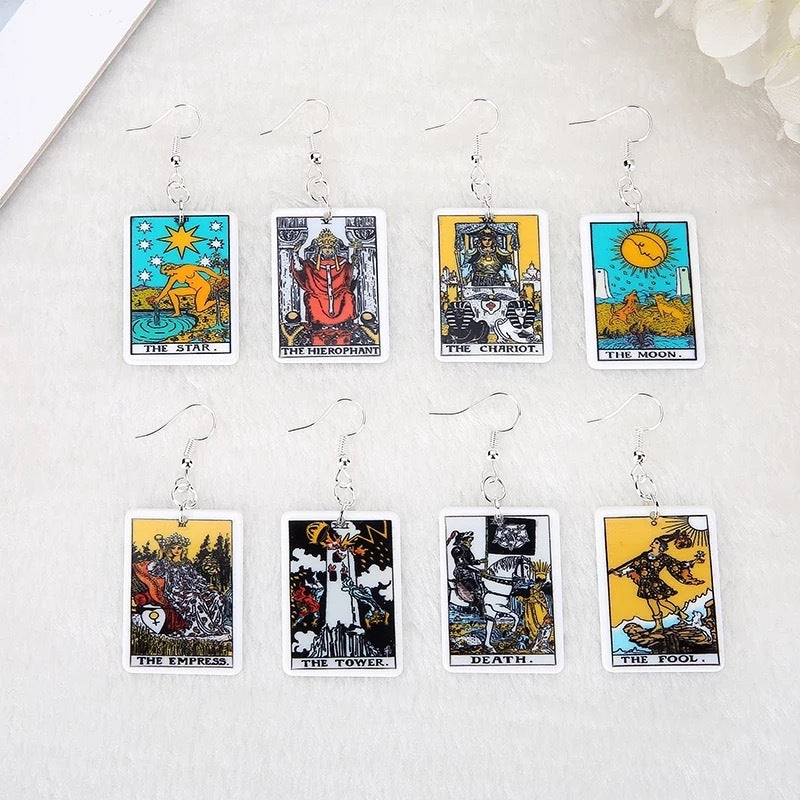 New Product Caro Card Game Chess Card European And American Fashion Personality Resin Earrings