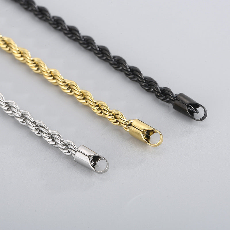 Gold Double Color Twist Chain Stainless Steel Bracelet For Men And Women