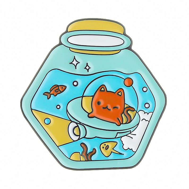 Cartoon Animal Drift Bottle Brooch Cute Cat