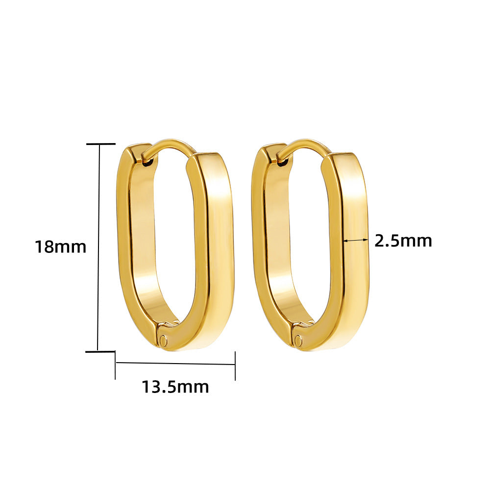 U-shaped Oval Stainless Steel Earring Geometry