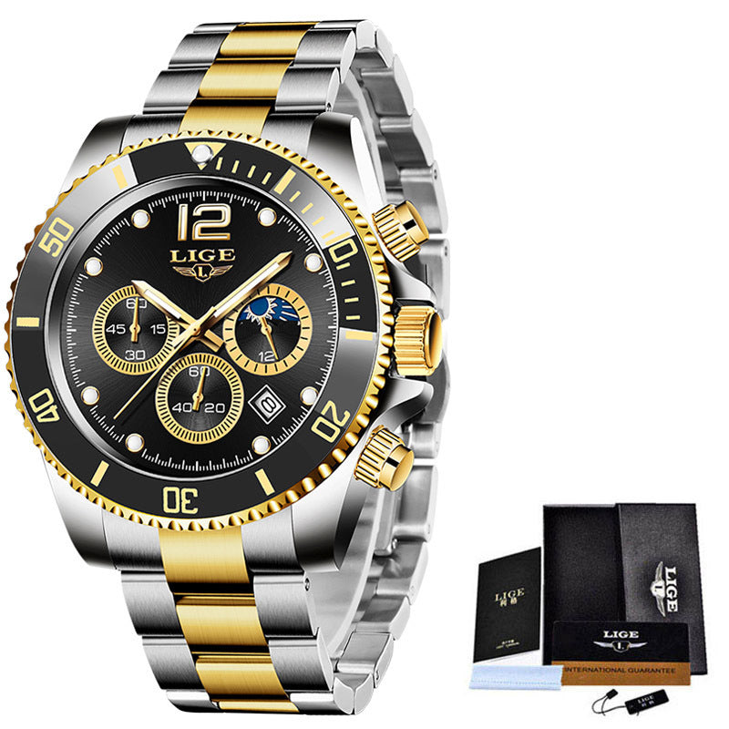 Quartz Watch Men's Sports Waterproof Watch Multi-function Chronograph