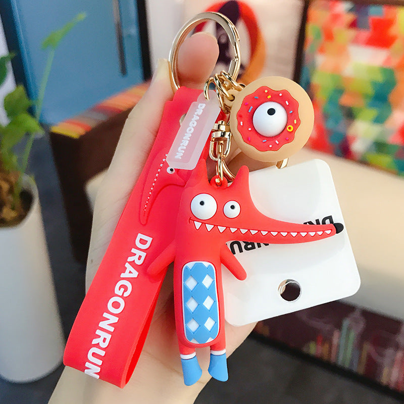 Funny Ugly Cute Eye-Eyed Elephant Keychain Cute Cartoon Epoxy Eye-Eyed Cow Car Key Chain Ring Bag Pendant