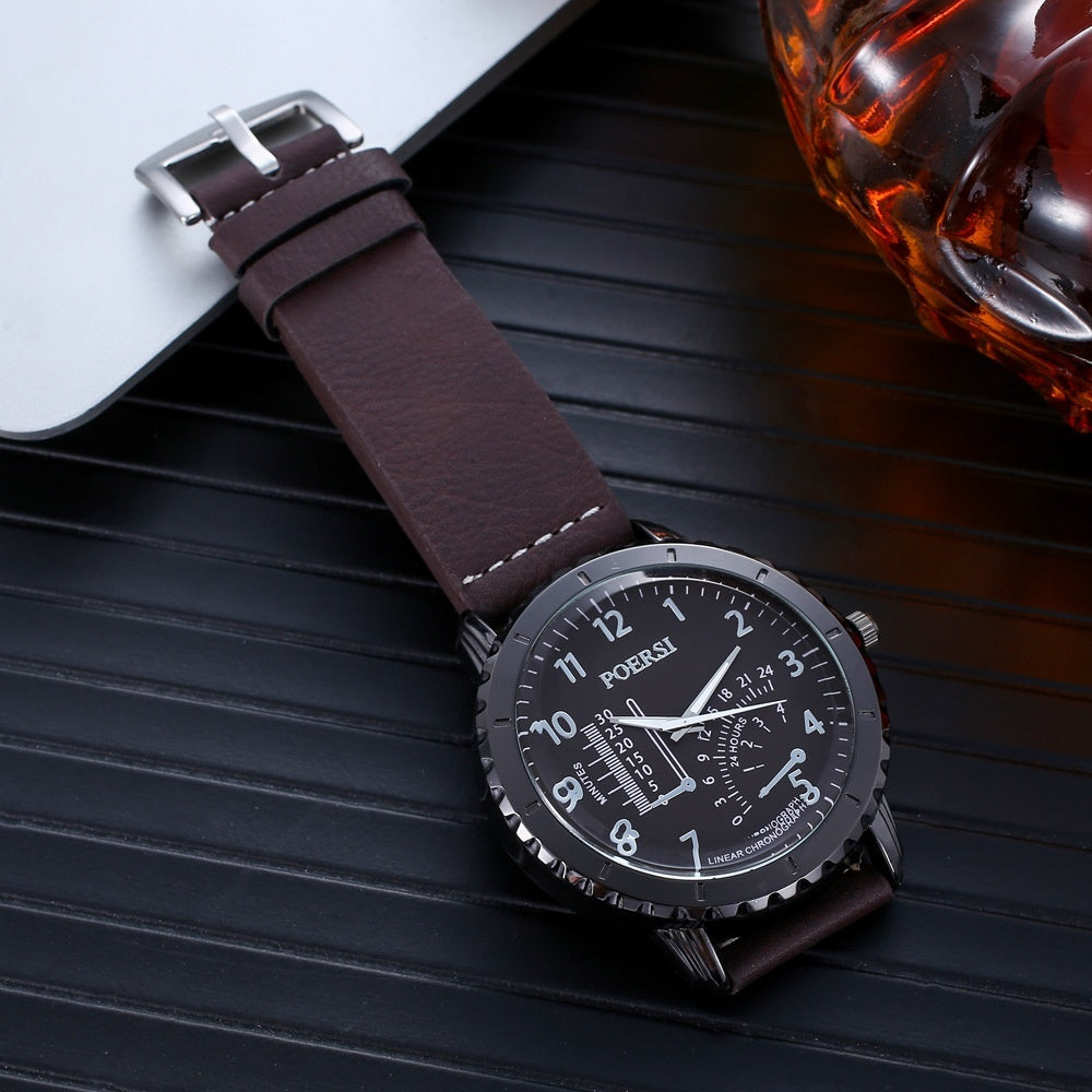 Men's Fashion Accessory Set: Watch, Belt, Wallet & Glasses