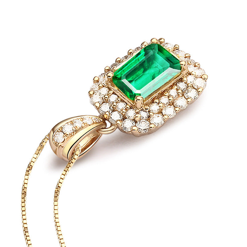 Plated 18k Yellow Gold Color Fashion Emerald Gemstone Simulation