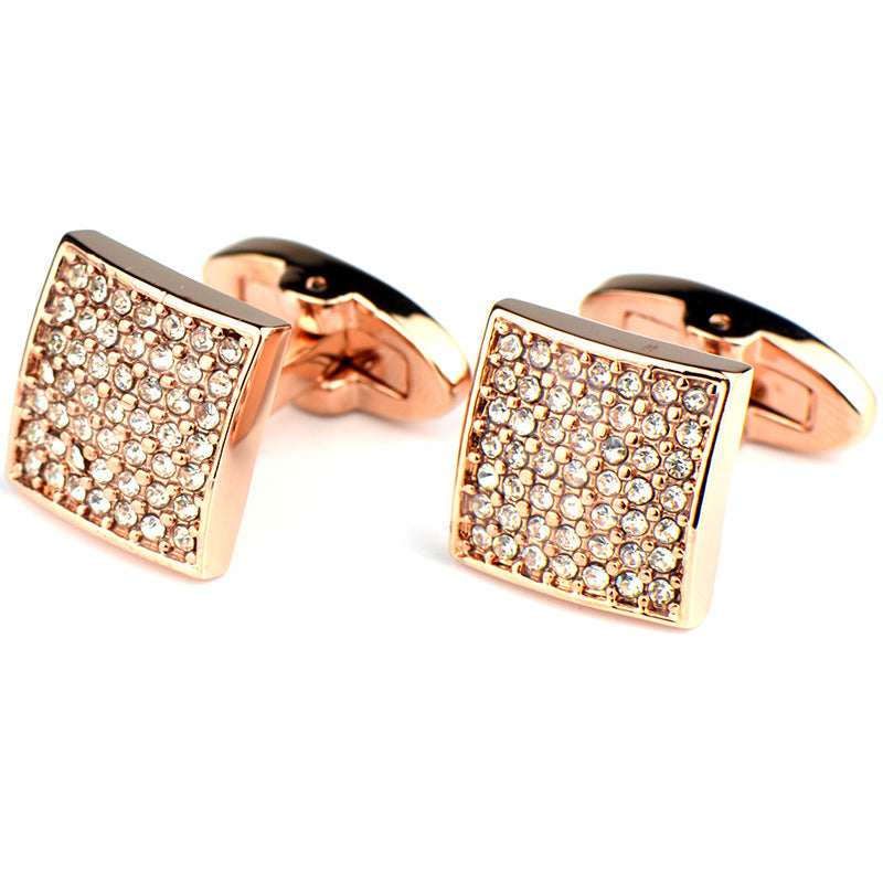 Full Diamond Precision White Diamond Cufflinks Rose Gold French Cufflinks