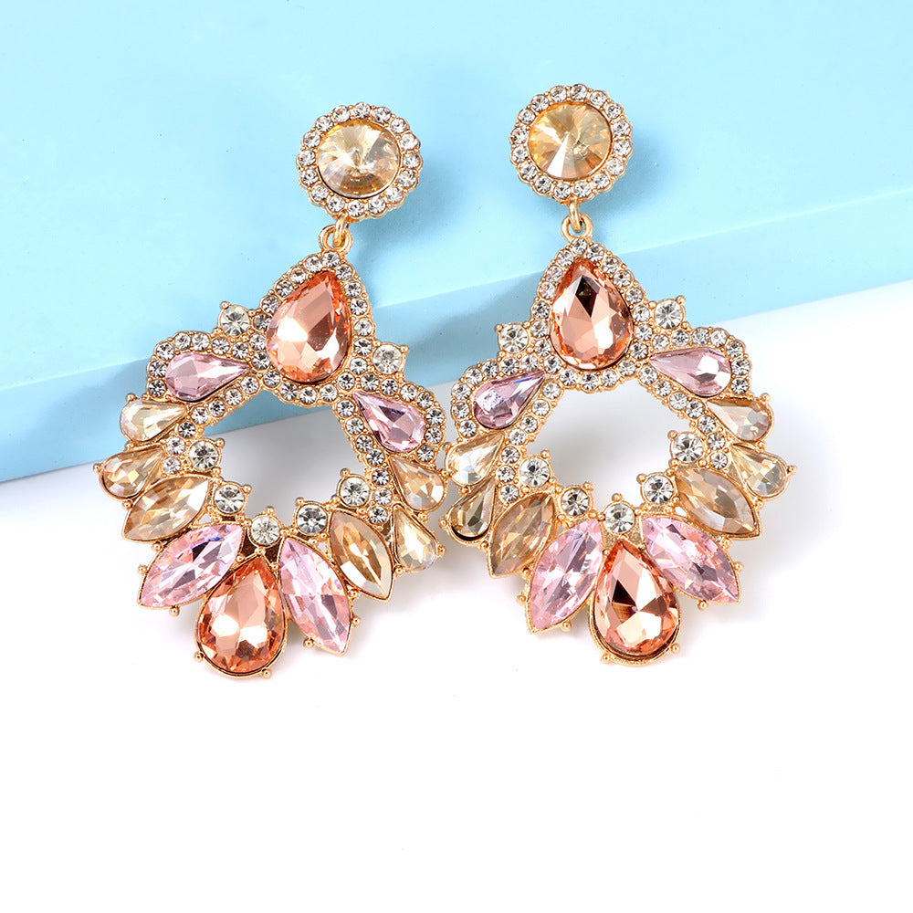 Fashion Geometry Pattern Modeling Rhinestone Earrings