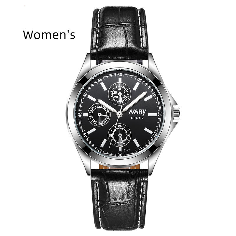 Couple Three Eyes And Six Needles Luminous Waterproof Quartz Watch