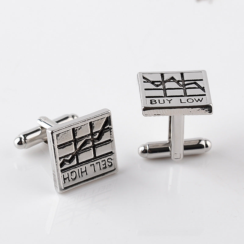 Engraved "Buy Low Sell High" Business Cufflinks