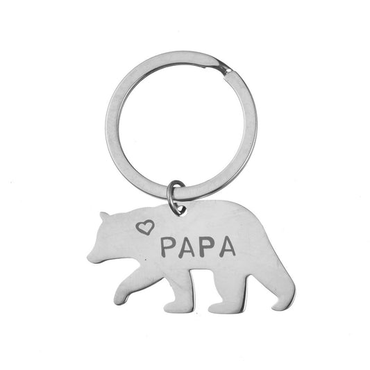 Stainless Steel PAPA Cute Bear Father's Day Gift