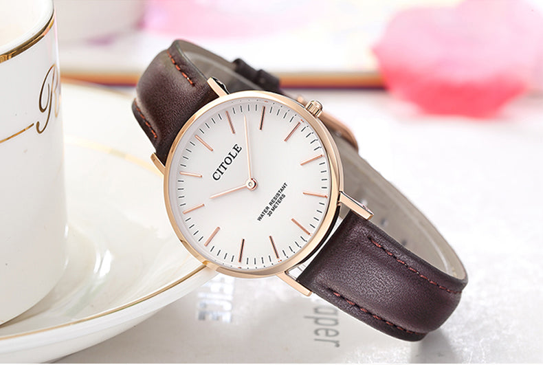 Large Dial Leather Watch Couple Watch