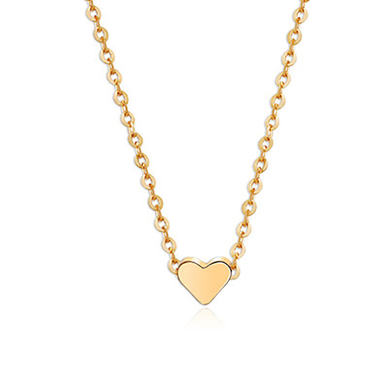 Simple Double Sided Tiny Heart Shaped Pendant Necklace