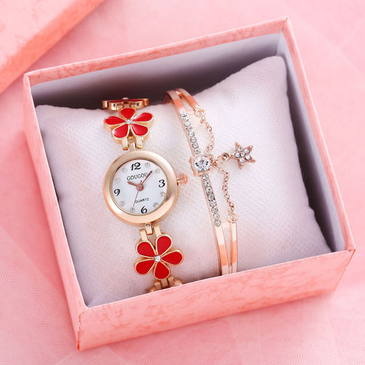 Floral Whisper Quartz Watch & Bracelet Set