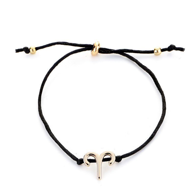 12 Constellation Zodiac Sign Rope Bracelet Adjustable Couple Bracelets