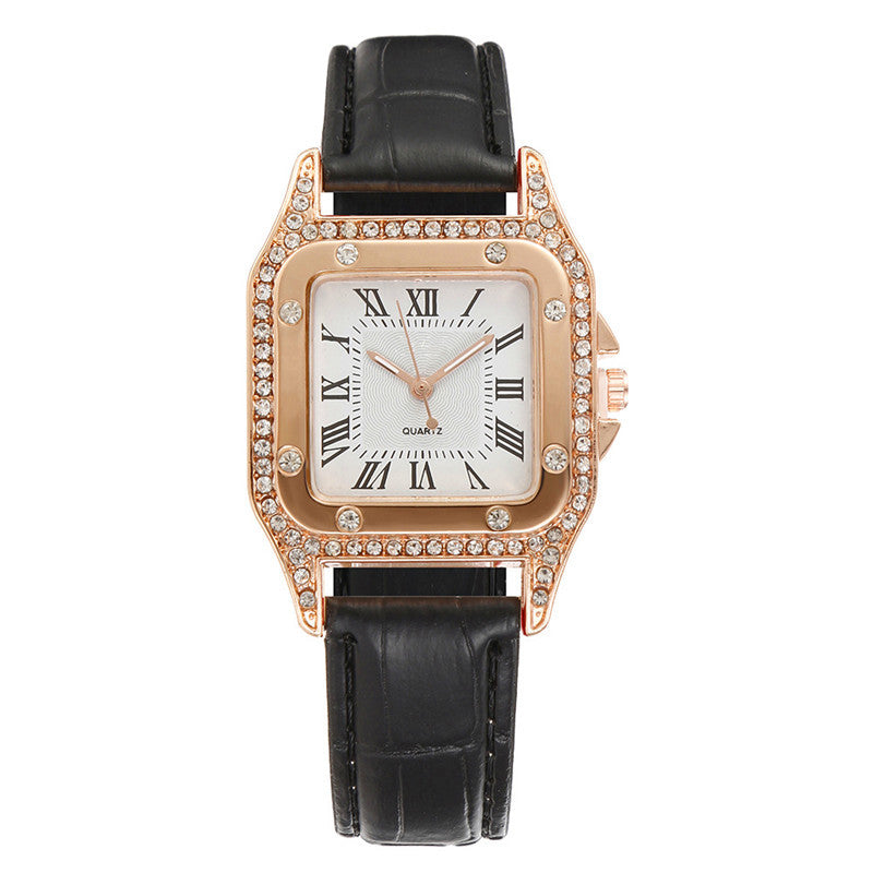 Square Watch Rhinestone Women's Suit