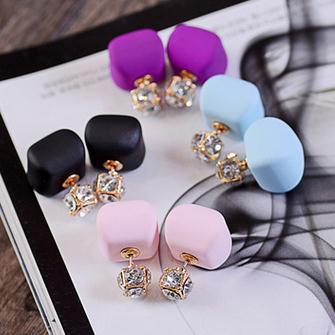 Candy-colored cube-shaped earrings