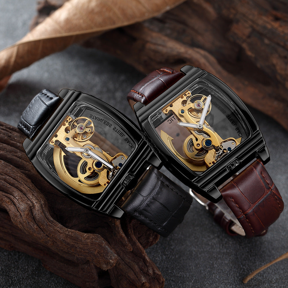 SHENHUA barrel-shaped double-sided hollow automatic mechanical watch