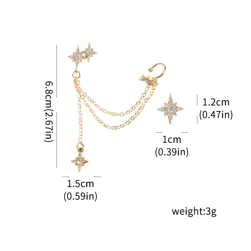 Dongdaemun Asymmetrical Super Diamond Meteor Earrings Temperament Earrings