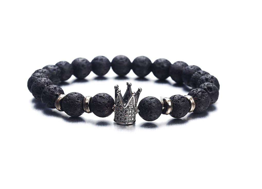 European and American fashion micro inlaid zircon crown bracelet volcanic stone acrylic bracelet