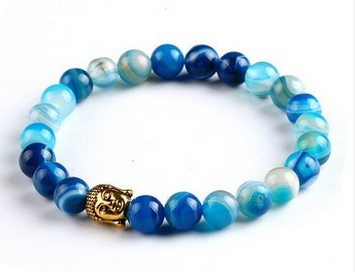 Europe and the United States fashion lava rock natural stone Buddha head Golden Buddha men and women bracelet