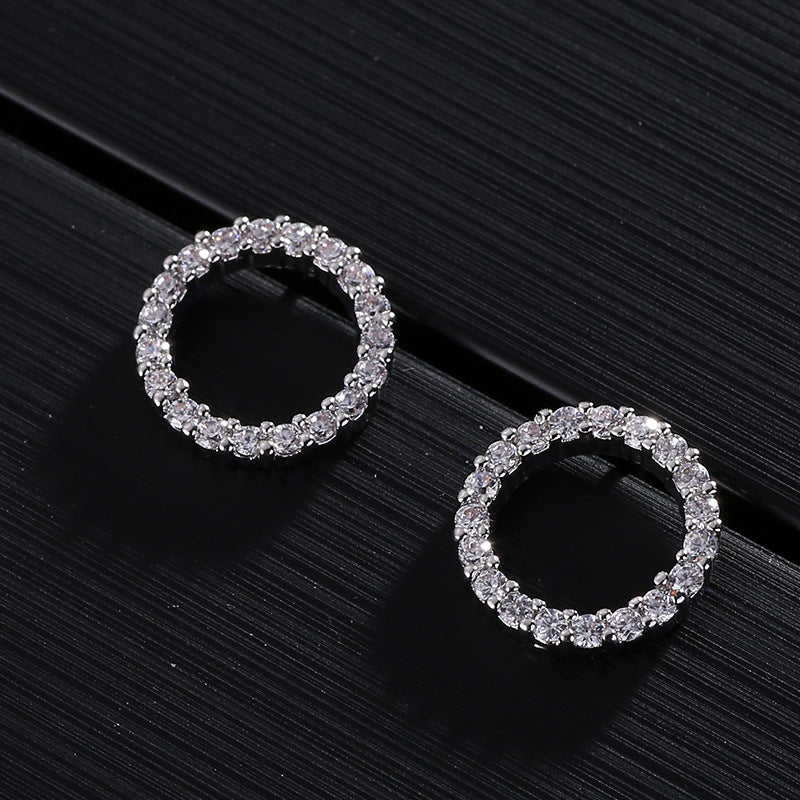 Personalized zircon crystal wild circle earrings