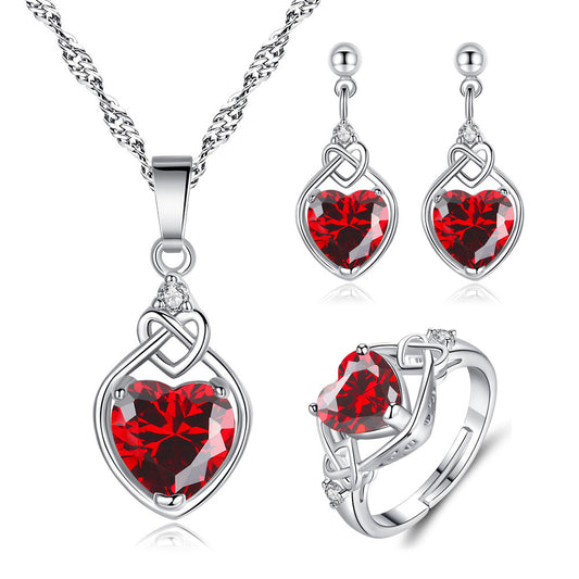 Exquisite Heart-Shaped Ruby Jewelry Suit