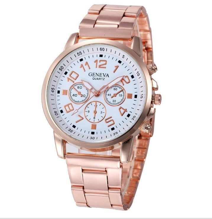 Girl Unisex Rose Gold Stainless Steel Casual Sports Quartz Wristwatch Relojes mujer