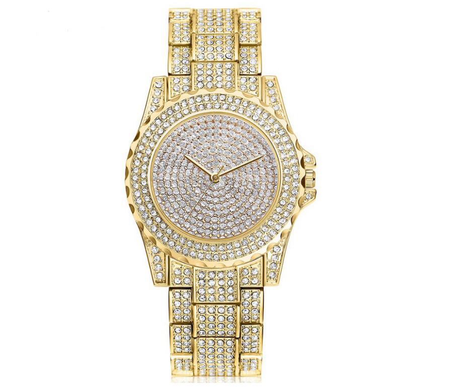 Fashion Bling Casual Ladies Female Quartz Gold Watch Crystal Diamond