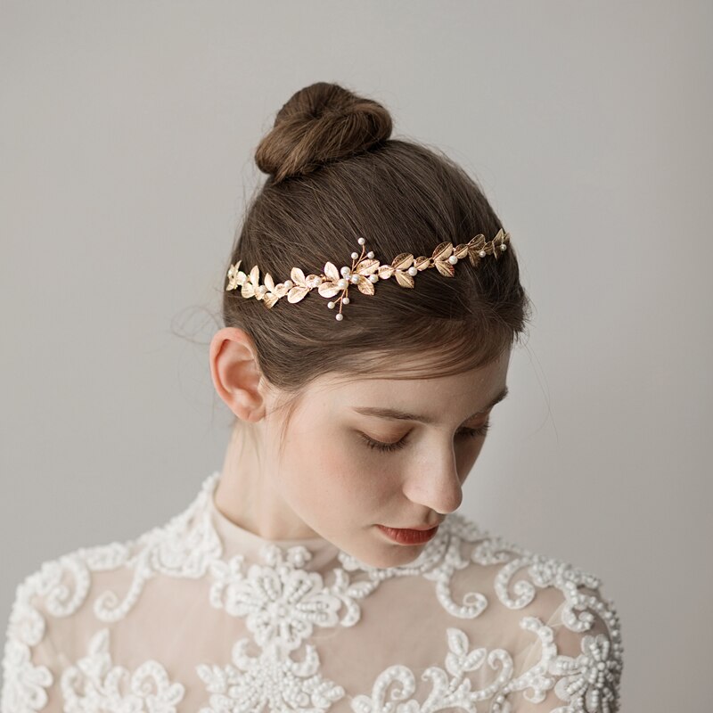 Golden Leaf Beaded Bridal Wedding Hair Ornament