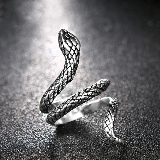 Retro Style Punk Ring Snake Spirit Stereoscopic Aperture Adjustable Jewelry