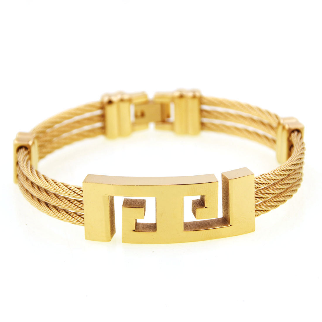 Men's Three-Ring Braided Stainless Steel Rope Bracelet